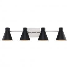 Trans Globe 22384 BK-BN - 4LT VANITY-FLARED SHADE-BK-BN